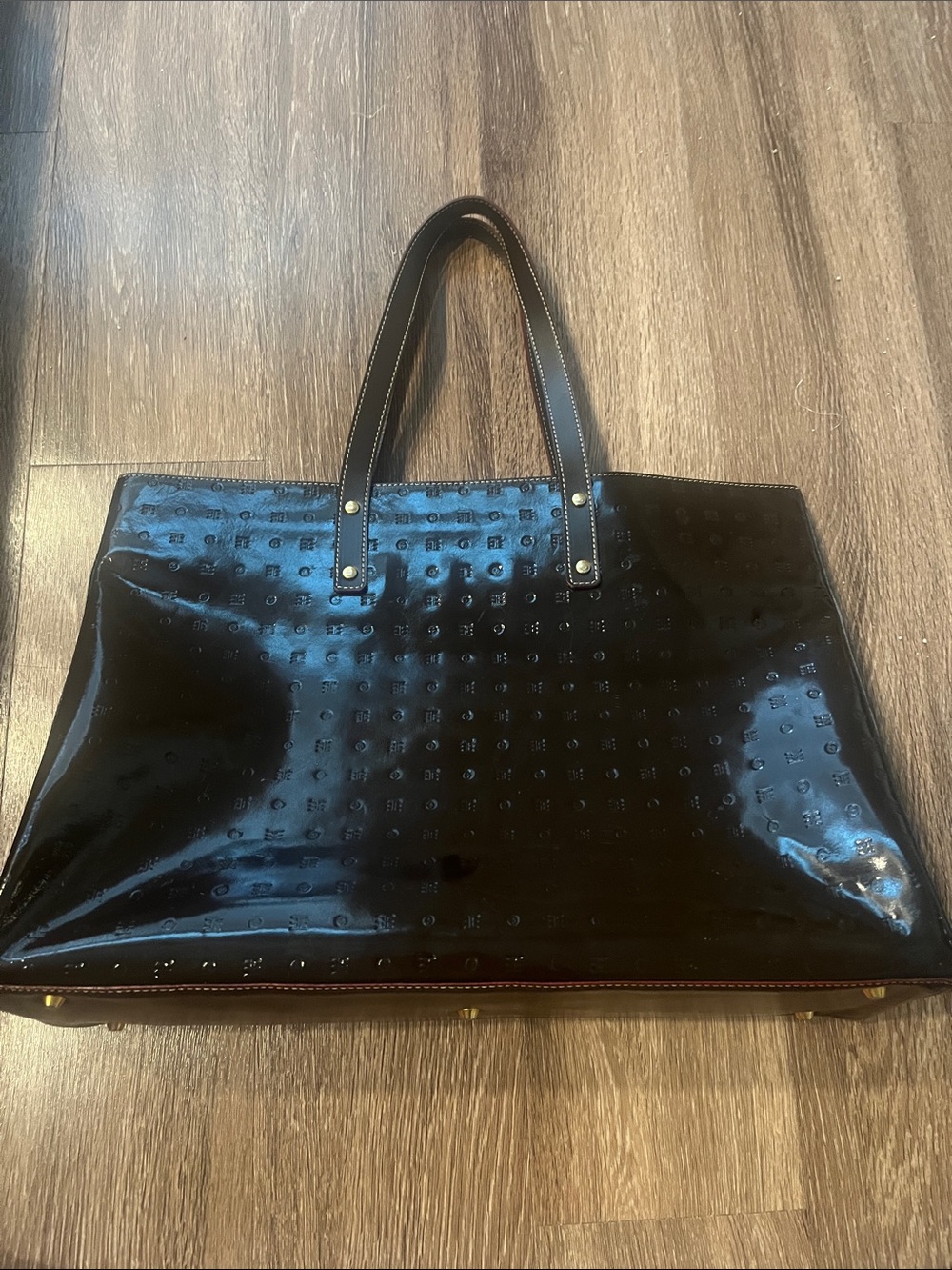 Arcadia Black Patent Leather Tote Bag